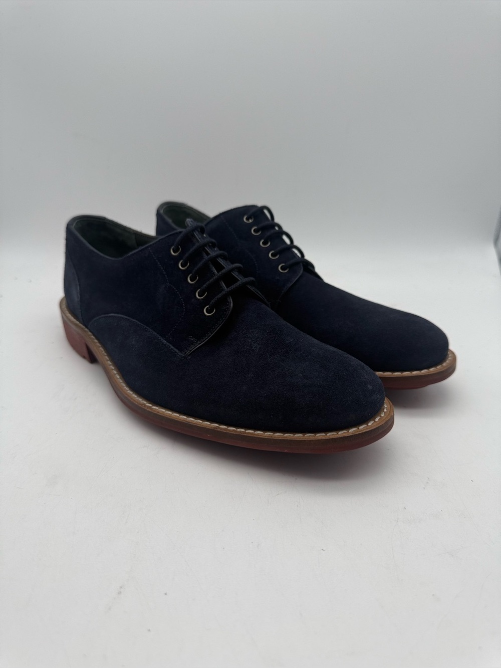 BRAND NEW Mens Ted Baker Tichd 2 Oxford Shoes Blue Suede Size 8.5 MSRP $198